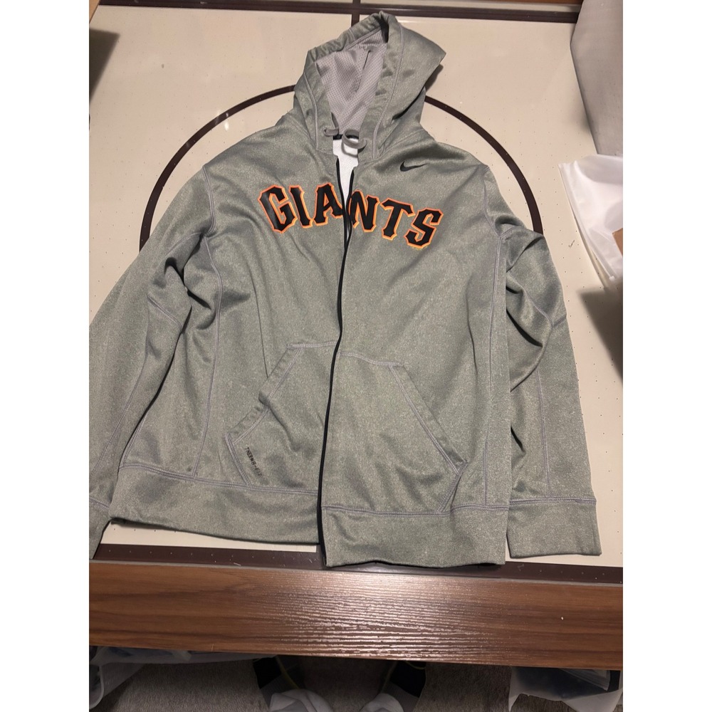 Nike SF Giants Therma-FIT Full Zip Hoodie Gray Orange Mens XL Baseball Sweater